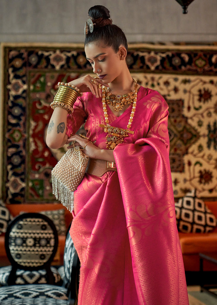 Pink Colour Brocade Weaved Kanchipuram Silk Saree - SR2603