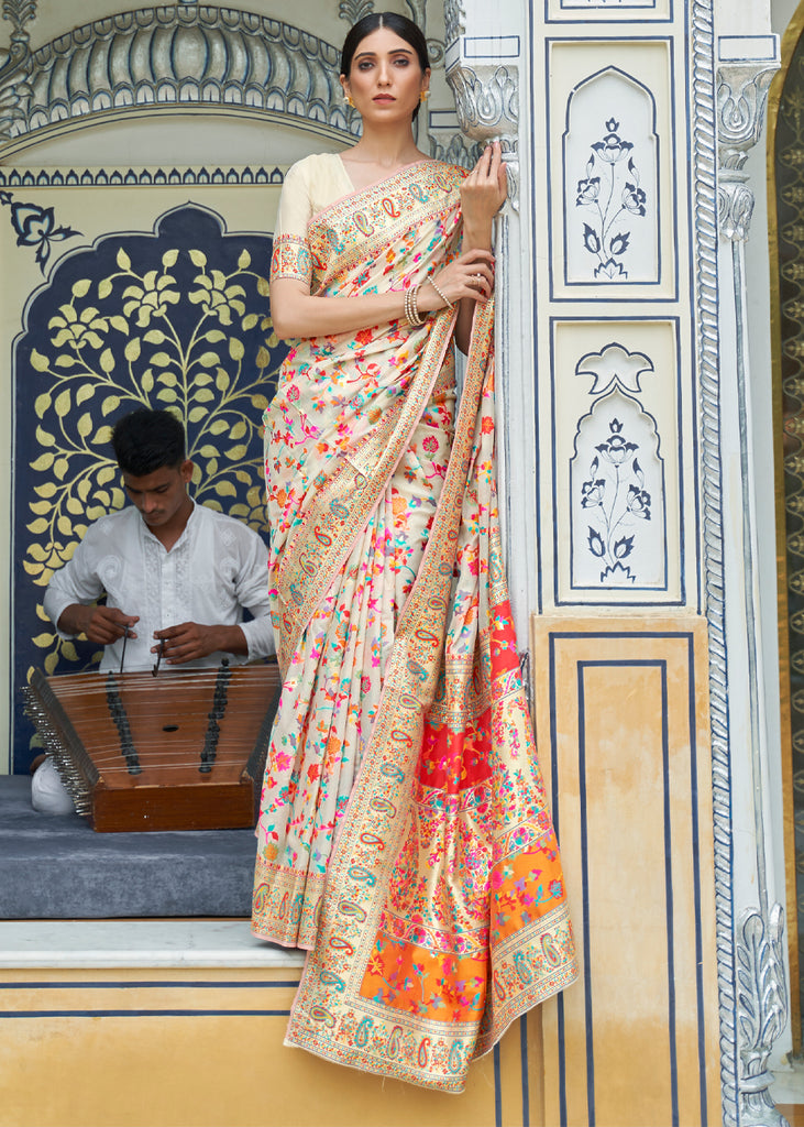 Buy Stylish Chiku Colour Double Border Banarasi Silk Saree