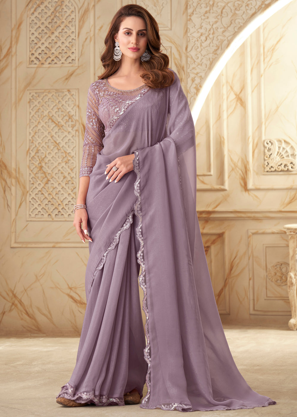 45 Latest Plain saree with Designer Blouse Ideas || Glam up your Plain saree  looks | Bling Sparkle