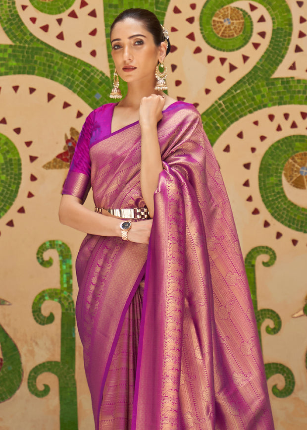 NAVRATRI EDIT: DASHAMI PUPLE KANJIVARAM SILK SAREE (6971278819521)