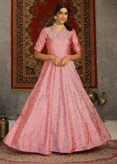 PRINCES PINK SEMI STITCHED ANARKALI (6900476477633)