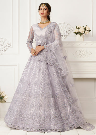 LAVENDER LILAC HEAVY EMBROIDERED LEHENGA (6669273465025)
