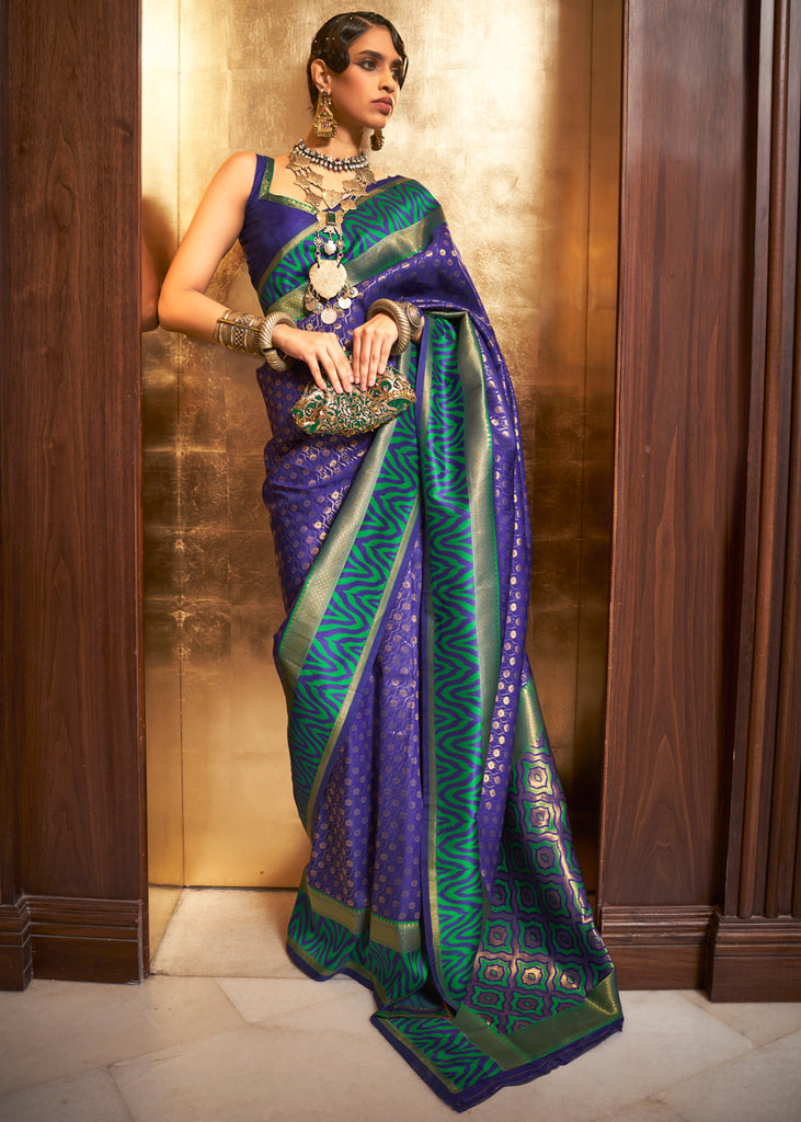 Aggregate more than 165 dark blue banarasi saree latest