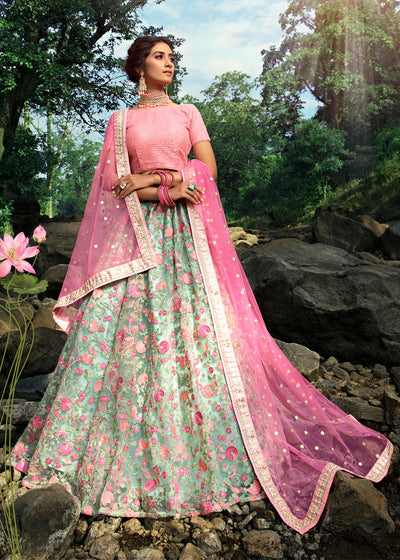 LILY PINK DESIGNER SEQUINS EMBROIDERED LEHENGA (6697966534849)