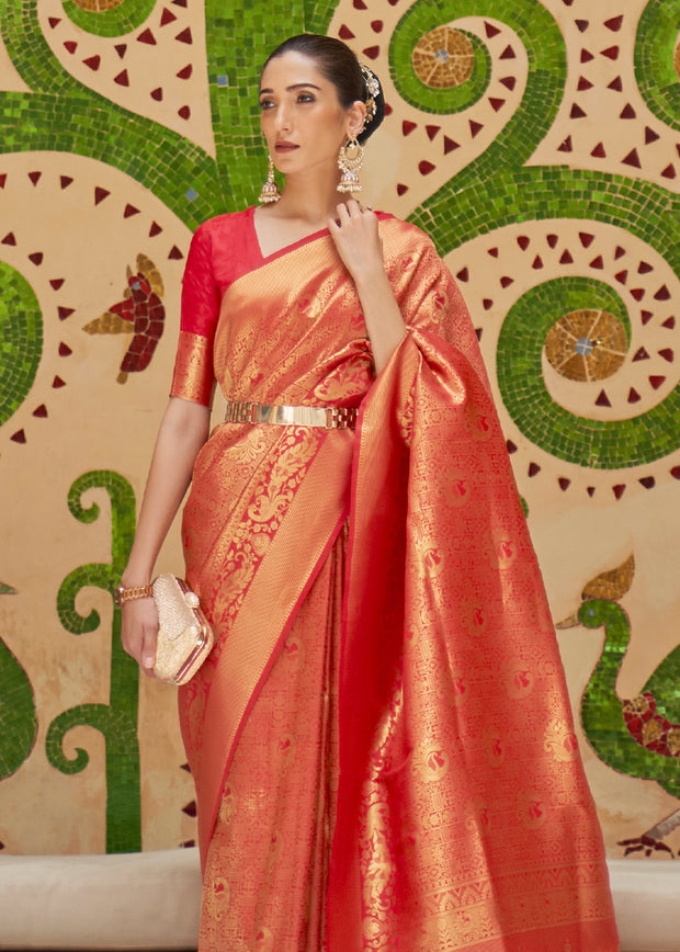 NAVRATRI EDIT: SAPTAMI RED KANJIVARAM SILK SAREE (6971280490689)