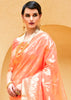 SALMON ORANGE WOVEN SILK SAREE (6161536385217)