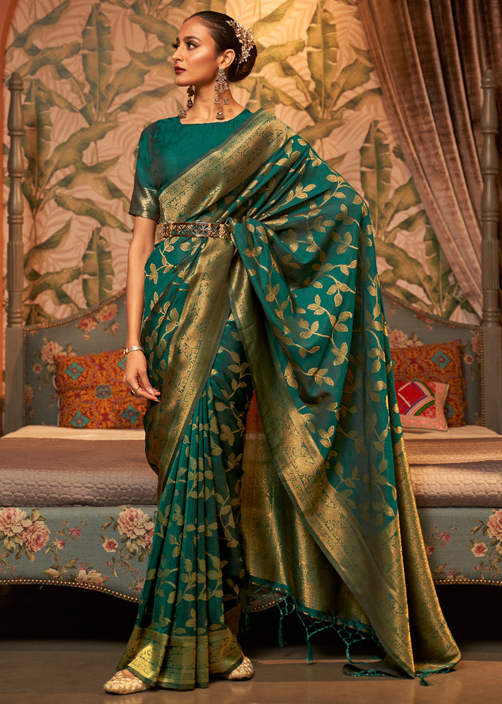 Sushila Vintage Heavy Saree Blend Satin Silk Banarasi Brocade Woven Sa