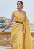 Marigold Yellow Woven Banarasi Linen Saree (6965373010113)