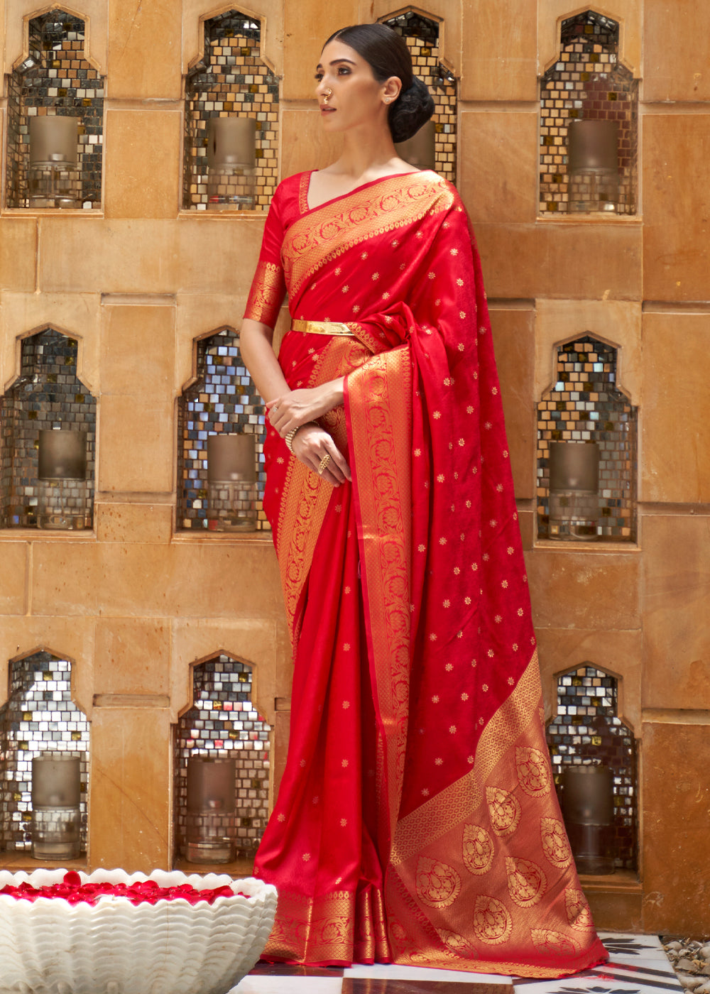 New Years Edit: Bridal Red And Gold Woven Kanjivaram Saree – Zari ...