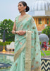 Sea Green Woven Banarasi Linen Saree (6965374582977)