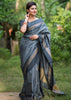 GREY WOVEN SOUTH SILK SAREE (6707725533377)