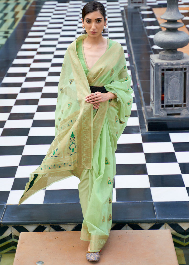 Get the amazing Pale Green Linen Saree online-Karagiri – Karagiri Global