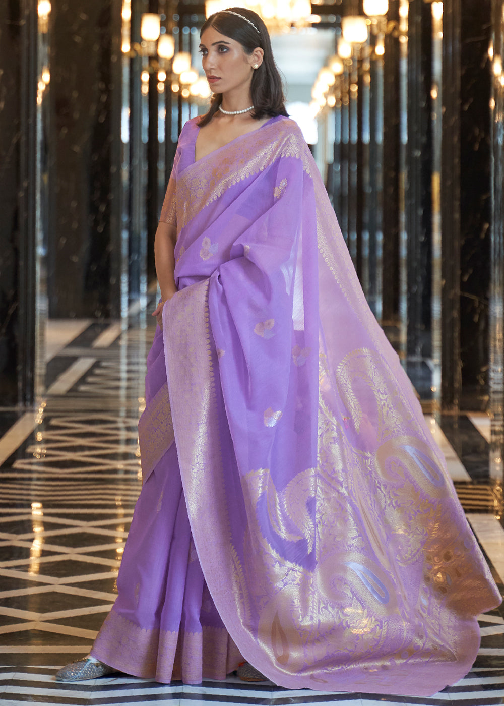 Woven Art Silk Saree in Light Purple : SSF14456