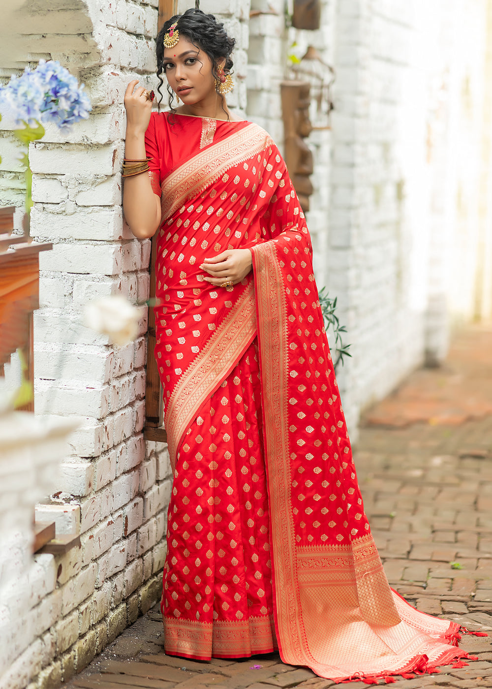 Red Soft Banarasi Silk SareeBuy Now Zaree Weave Saree At Best