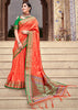 ORANGE WOVEN BANARASI SOFT SILK SAREE (6916391665857)