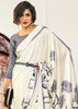 VANILLA WHITE PRINT SAGA SAREE (5975352737985)