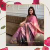 Multicoloured Chrysanthemum Pink Woven Linen Saree with Floral Print (7049913598145)