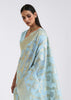 IRISH BLUE WOVEN LINEN SILK SAREE (6757867094209)