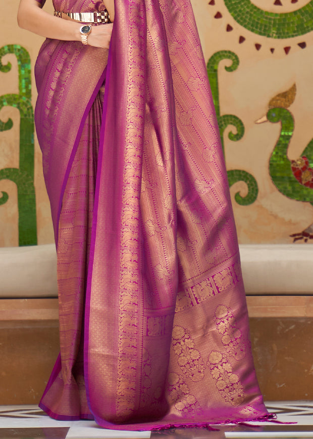 NAVRATRI EDIT: DASHAMI PUPLE KANJIVARAM SILK SAREE (6971278819521)