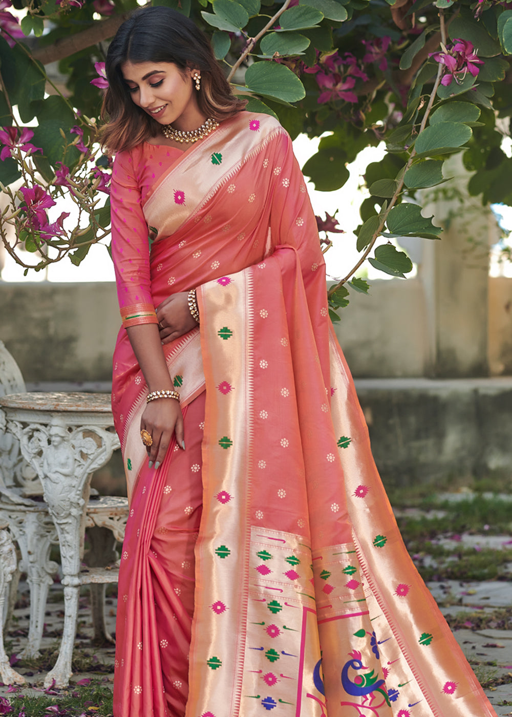 Buy Jaanvi fashion Women's Silk With Zari Work Saree With Blouse  Piece(kaashi-paithani-pink) - at Best Price Best Indian Collection Saree -  Gia Designer