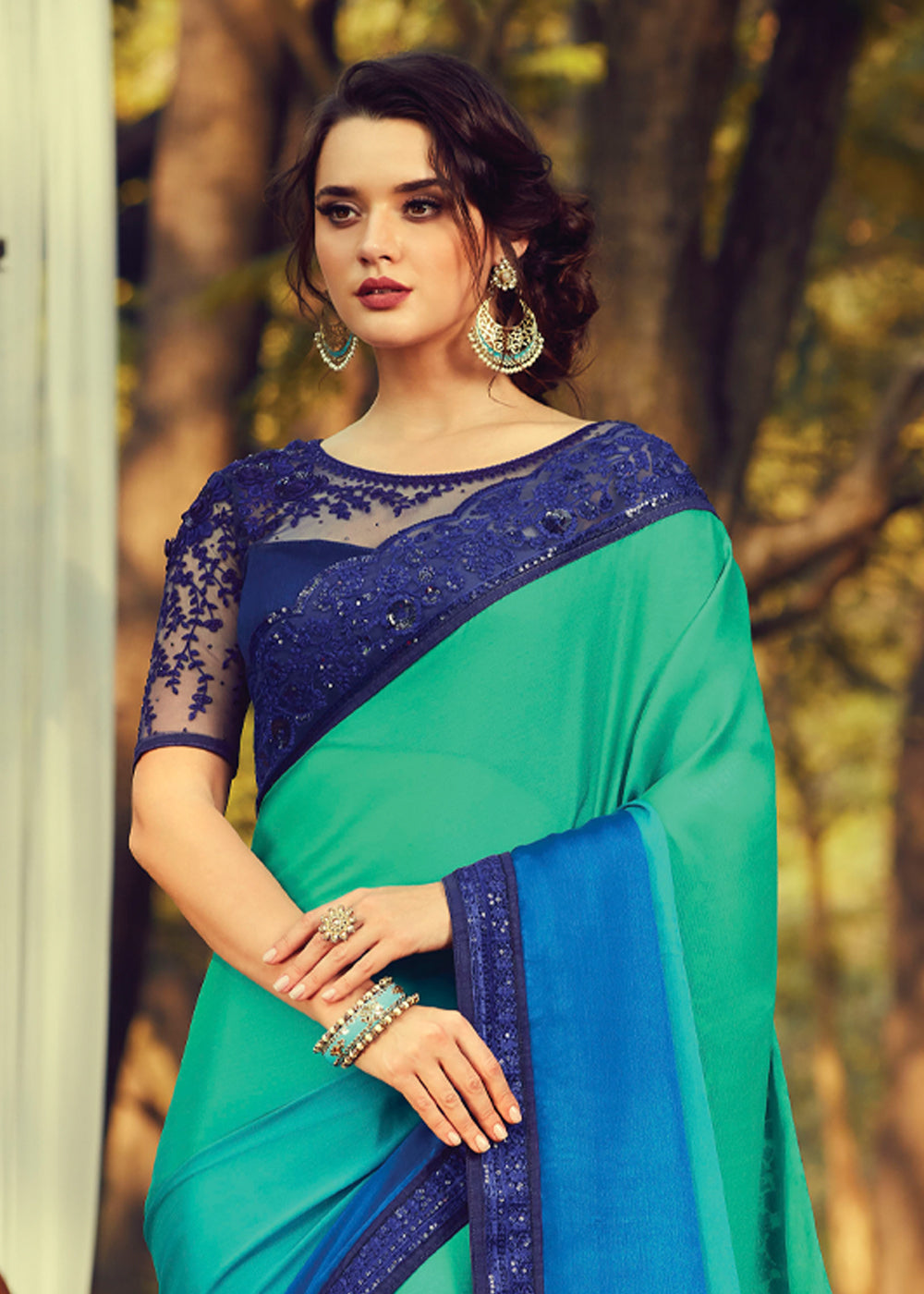 Amazon.com: Peegli Women Peacock Print Saree Indian Art Silk Sari With  Blouse Piece- Cream : Clothing, Shoes & Jewelry