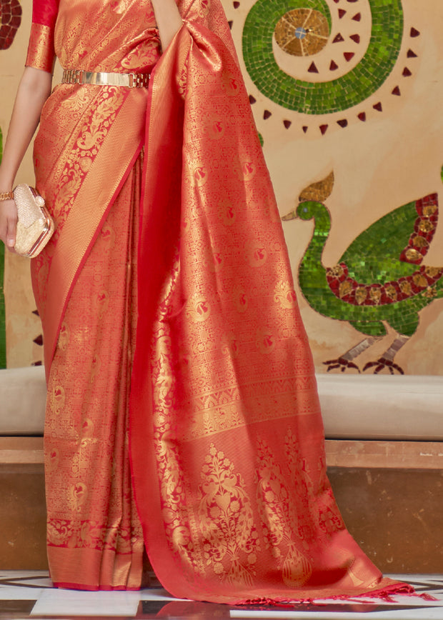 NAVRATRI EDIT: SAPTAMI RED KANJIVARAM SILK SAREE (6971280490689)