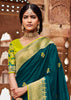 TEAL GREEN WOVEN BANARASI SILK SAREE WITH DESIGNER BLOUSE (6873287884993)