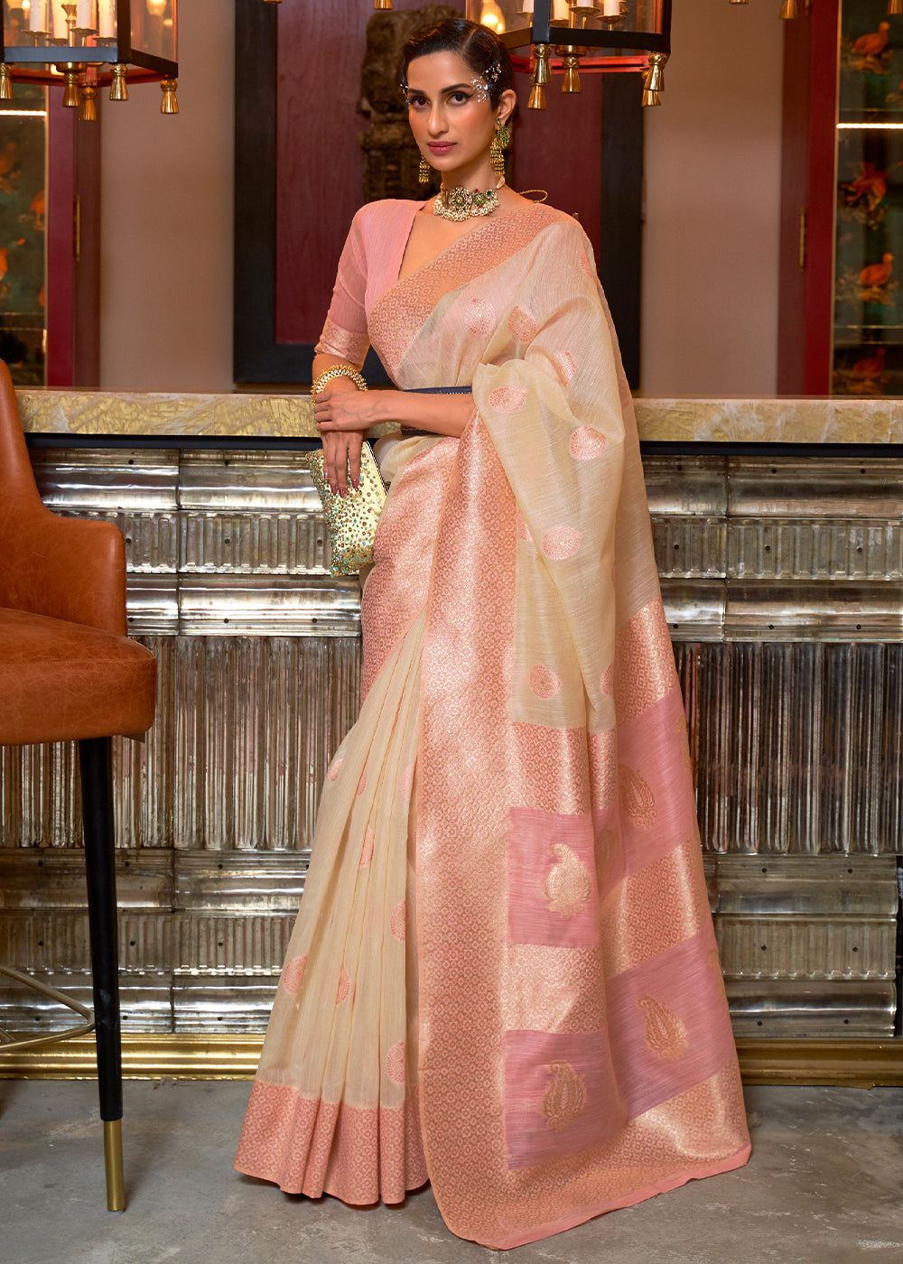 Soft Silk Saree With Sequence Work Blouse and Freel Border – ThreadLooms