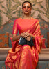 princess pink Woven banarasi Brocade silk Saree (7318618931393)