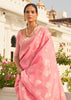 CARNATION PINK WOVEN BANARASI LINEN SAREE WITH BROCADE BLOUSE (6954770596033)