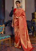 ROYAL PRINCESS GOLDEN  RED WOVEN KANJIVARAM SAREE (5968544956609)