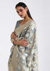 SILVER GREY WOVEN LINEN SILK SAREE (6757871485121)