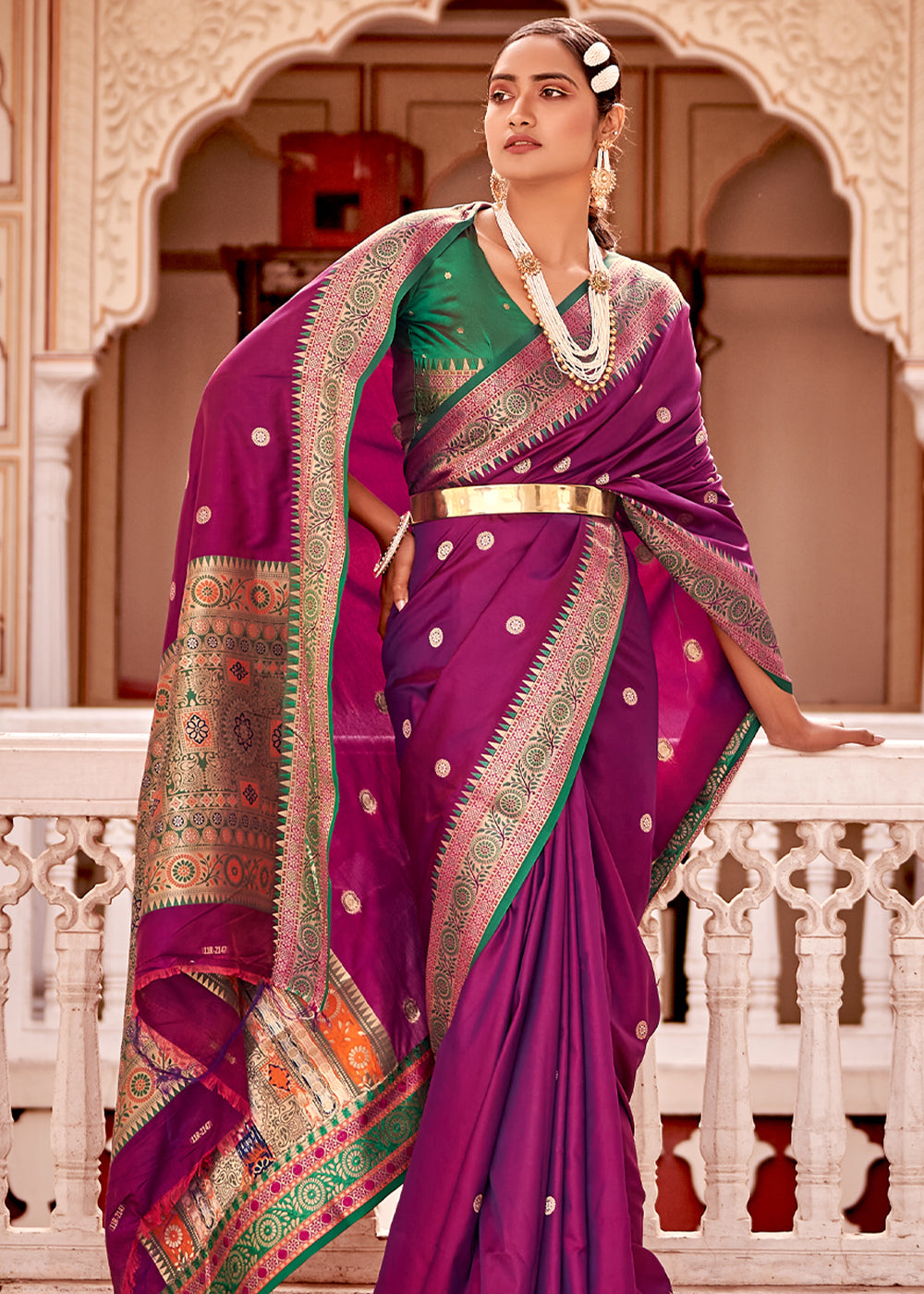 Jamun Purple Banarasi Saree - Urban Womania