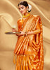 GOLDEN ORANGE WOVEN BANARASI SILK SAREE (6674679398593)