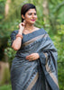 GREY WOVEN SOUTH SILK SAREE (6707725533377)