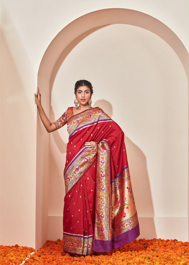Buy Survir Trends Banarasi Soft Silk Pure Paithani Saree with fancy zari  weaves border Online at Best Prices in India - JioMart.