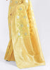 CITRUS YELLOW WOVEN LINEN SILK SAREE (6757876007105)