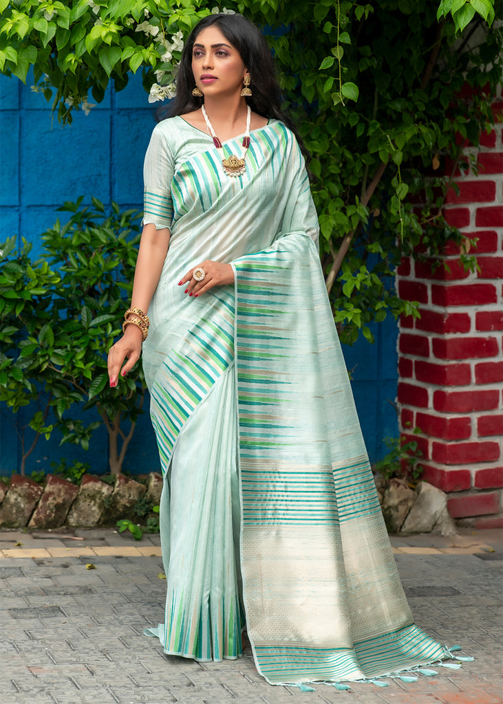 RIVER BLUE BANARASI TUSSAR SILK SAREE (6953403121857)