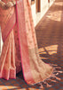 APPRICOT PEACH TUSSAR SILK SAREE (6916336582849)