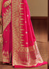 DIVINE RED WOVEN BANARASI BROCADE FESTIVE SAREE (6916195778753)