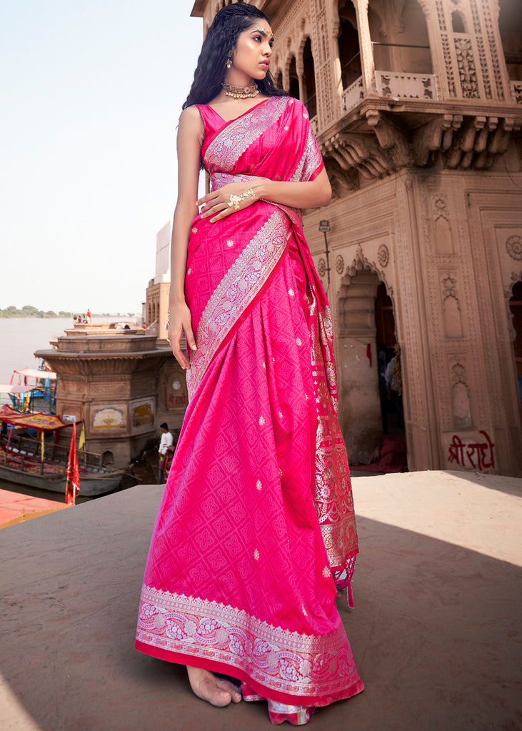 Hot Pink Chanderi Mul Saree Design by Masaba at Pernia's Pop Up Shop 2024