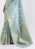 IRISH BLUE WOVEN LINEN SILK SAREE (6757867094209)