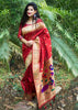 CHILI RED LINEN SILK SAREE (6953304719553)