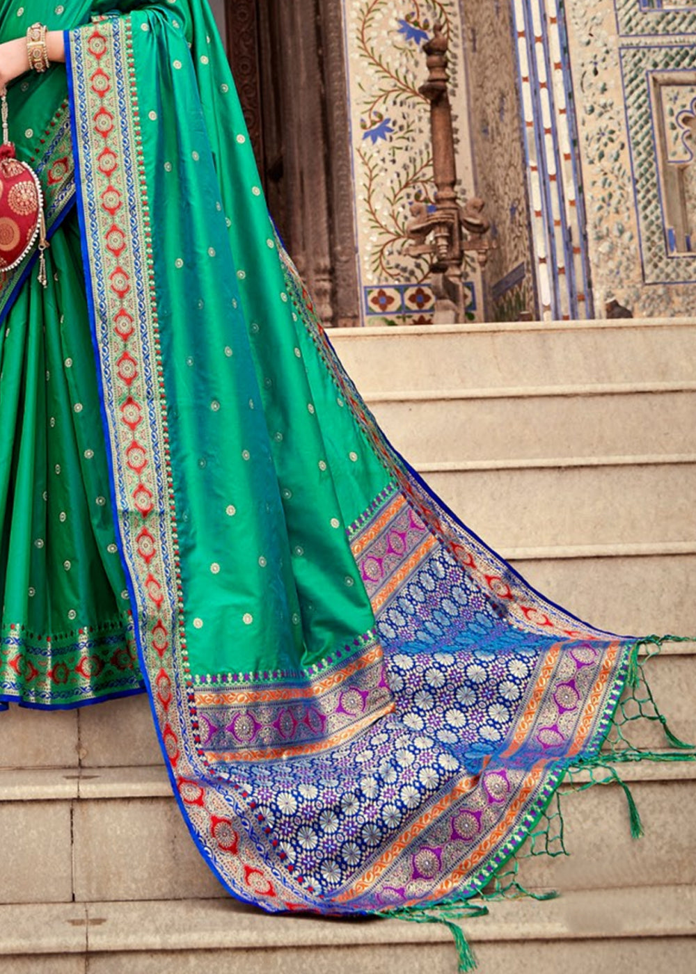 brown Banarasi soft silk saree with blouse. Shop now