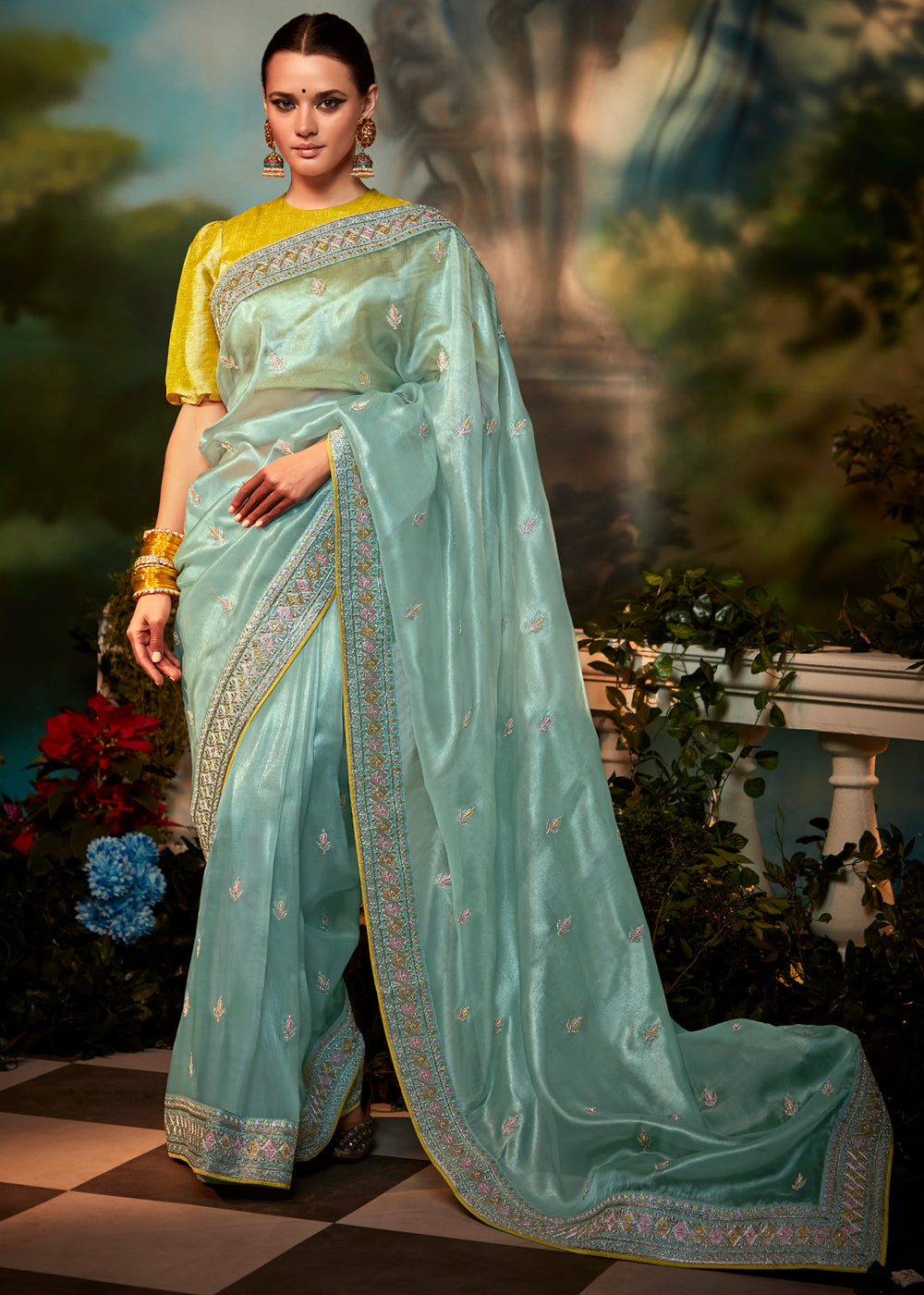 Designer deals organza saree