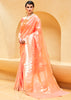 SALMON ORANGE WOVEN SILK SAREE (6161536385217)