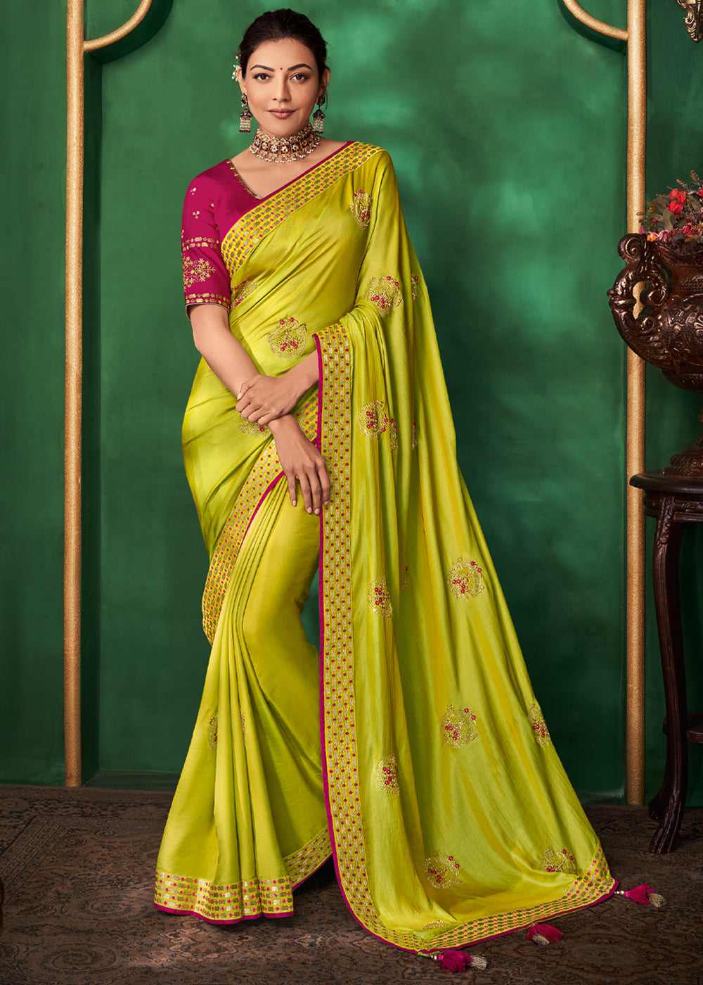 BUY LEMON COLOUR ROYAL SILK KANCHIPURAM STYLE BEST QUALITY SAREE AT  AFFORDABLE RATE FROM FAB FUNDA