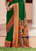 EMERALD GREEN AND RED BRASSO PRINT SAREE WITH EMBROIDERED BLOUSE (6944794280129)
