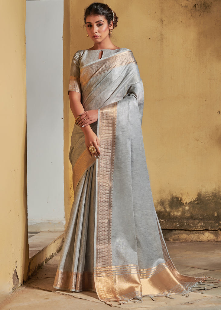 Party Wear weaving Banarasi Tissue Silk Saree, 6.3 m (with blouse piece)