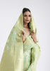 KELLY GREEN WOVEN LINEN SILK SAREE (6757870141633)